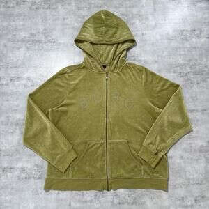 Y2K BCBG 00s Green Velvet Zip Up Hoodie Jacket